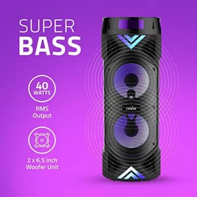 Artis MS304 Wireless Bluetooth Super Bass Portable Party Speaker With RGB Lights Wireless Mic Remote Control