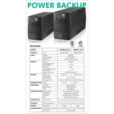 Circle Power Backup UPS 1K VA Black