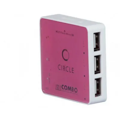Circle Rootz 6.1 All In One Card Reader With 3 Port USB Hub Pink