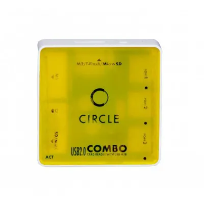 Circle Rootz 6.1 All In One Card Reader With 3 Port USB Hub Yellow