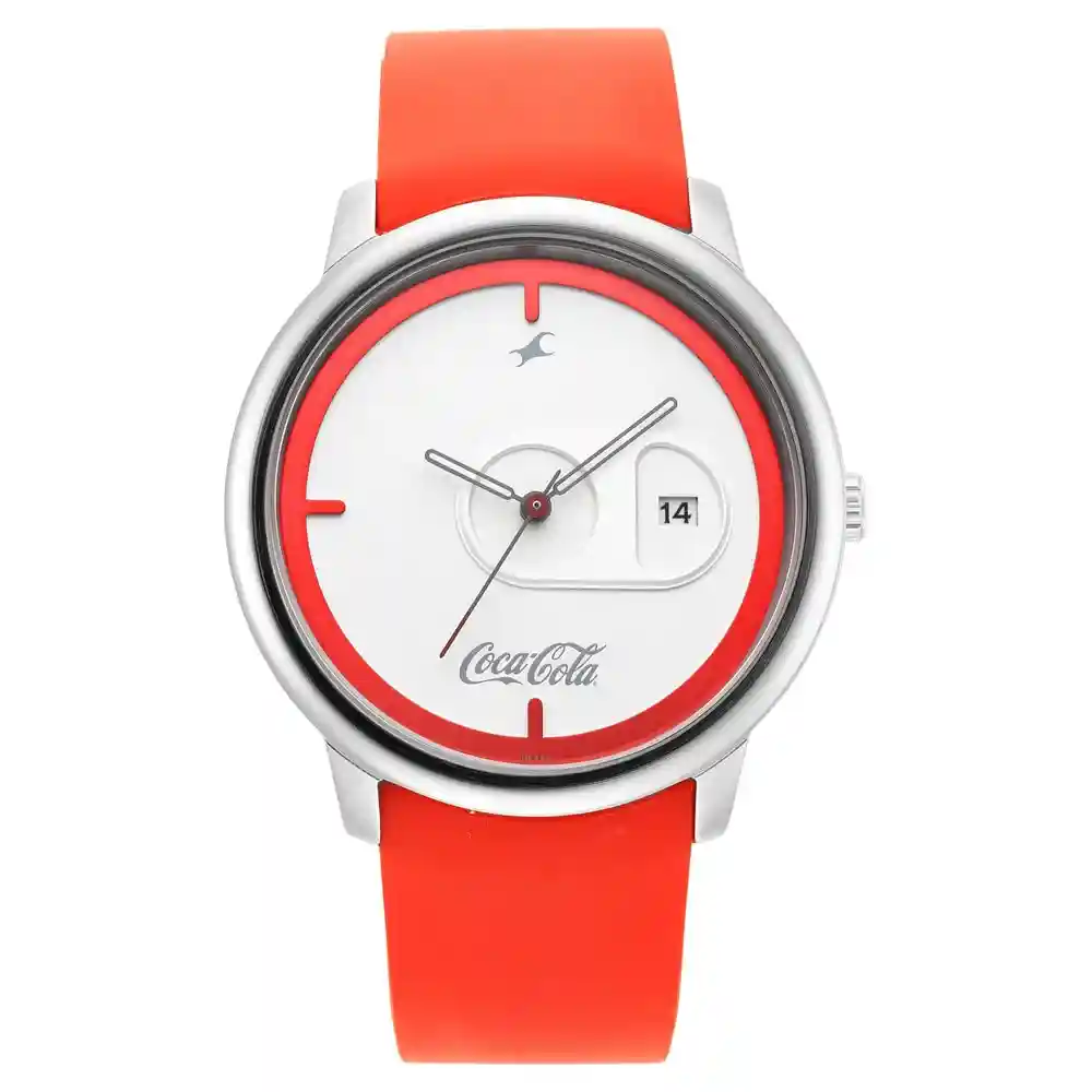 Cocacola Edition By Fastrack White Dial Red Plastic Strap Watch 3263SP01