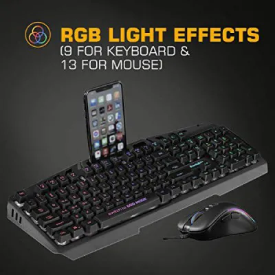 Cosmic Byte Dragon Fly RGB Aluminium Gaming Keyboard and Mouse Combo With 8 RGB Effects 7 Button 7200 DPI Mouse With Software Black