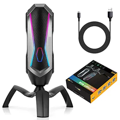 Cosmic Byte Odyssey USB Gaming Cardioid Condensor Microphone with RGB Effects and Touch Button Silver