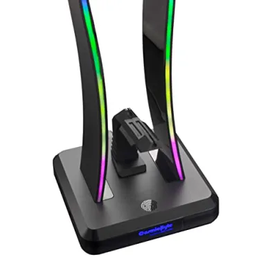 Cosmic Byte Vulcan RGB Headphone Stand Mouse Bungee and 4 Port USB 2.0 HUB with RGB Touch Control Button Black