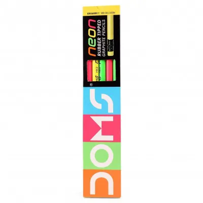 Doms Neon RUBBER TIPPED GRAPHITE PENCILS Pack of 5