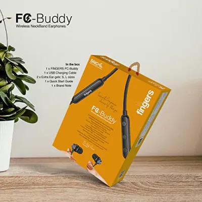 FINGERS FC-Buddy Bluetooth Wireless Neckband in-Ear Earphones with Built-in Mic with Surround Noise Cancellation