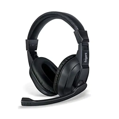 FINGERS S10 Wired Headphone On-Ear with Built-in Mic Crystal Clear Sound 40 mm Powerful Drivers Black