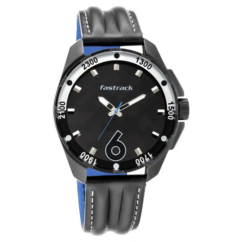 Fastrack Black Dial Leather Watch 3084NL05