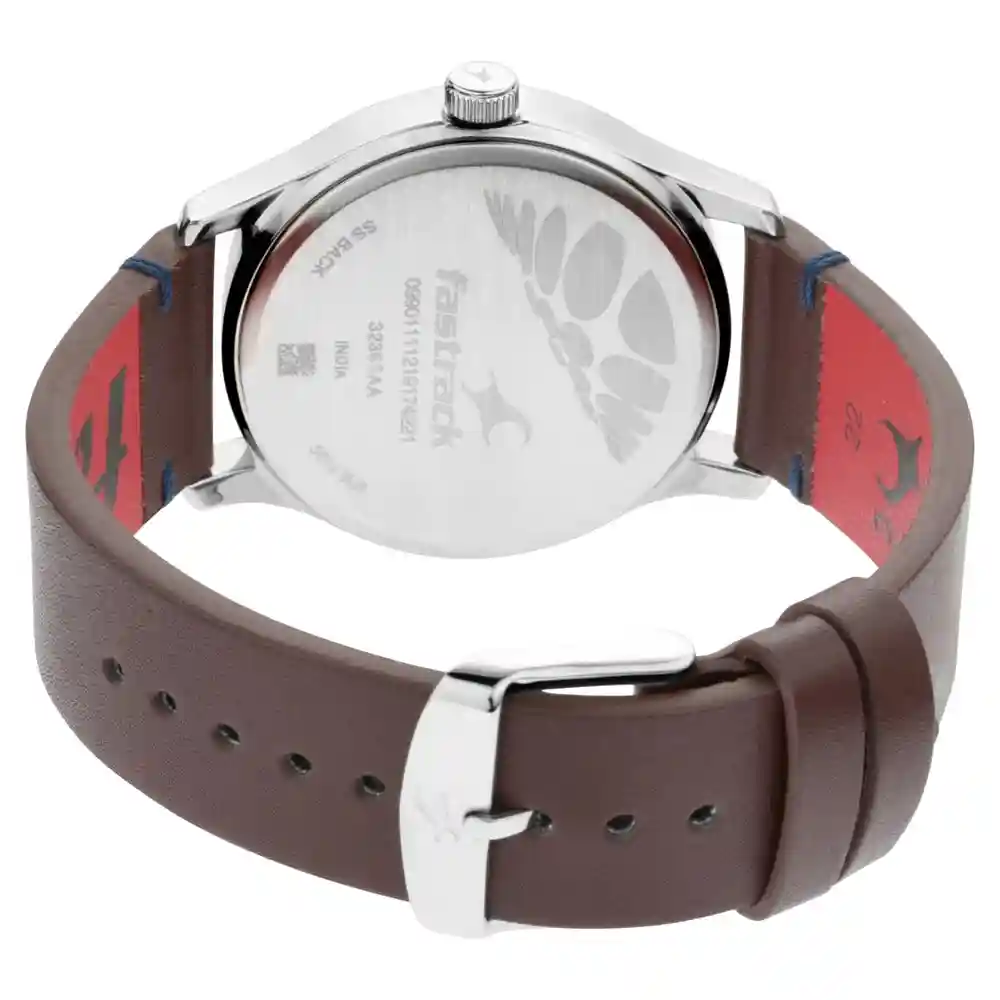 Fastrack Light Blue Dial Brown Leather Strap Watch 3236SL02