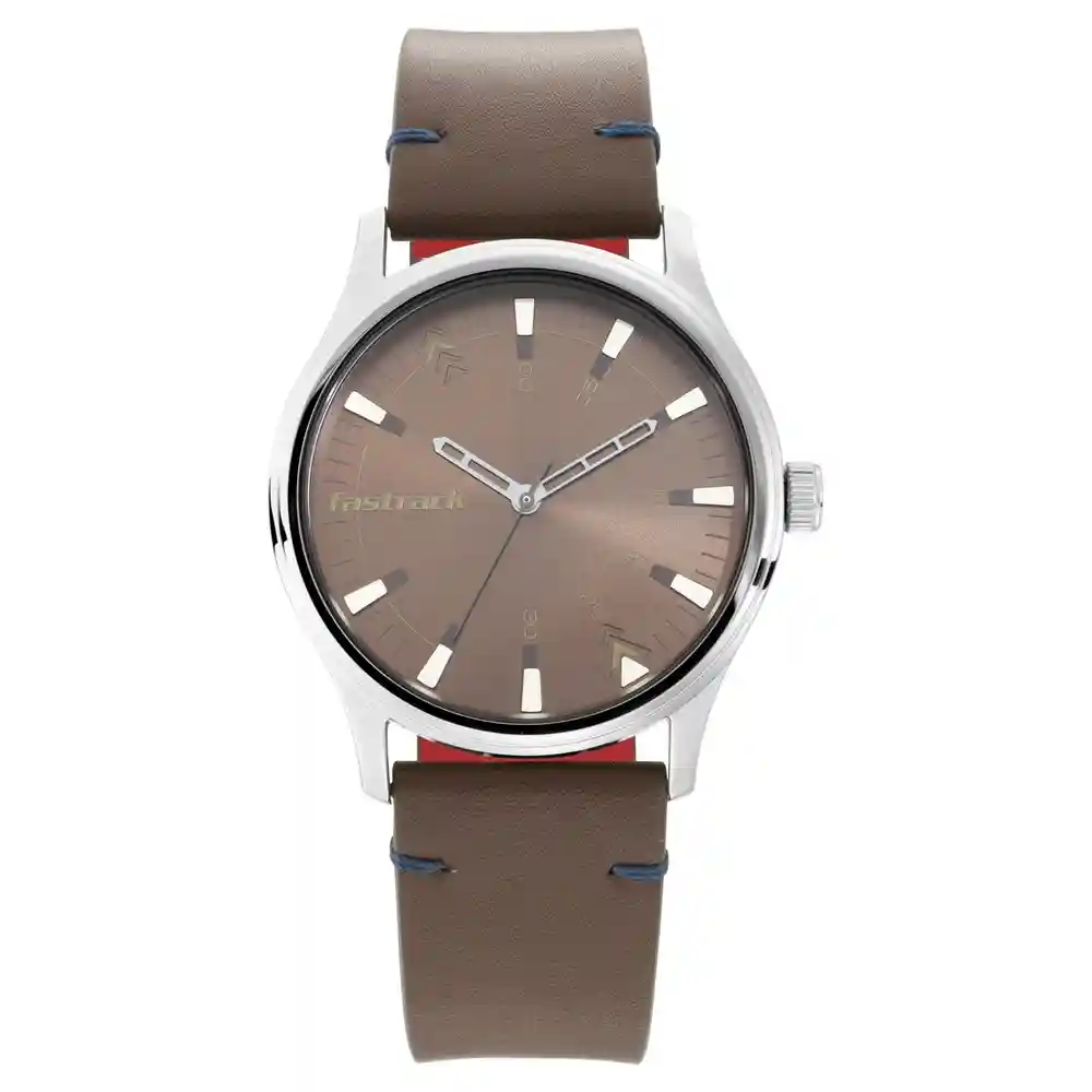 Fastrack Light Brown Dial Brown Leather Strap Watch 3236SL03