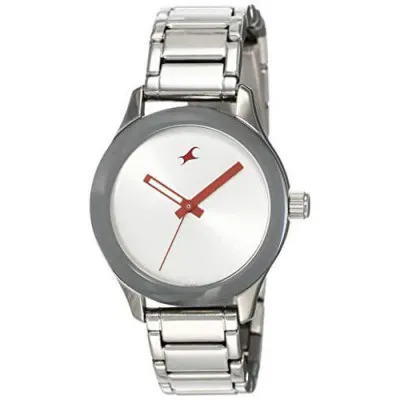 Fastrack Monochrome Analog Silver Dial Womens Watch 6078SM02