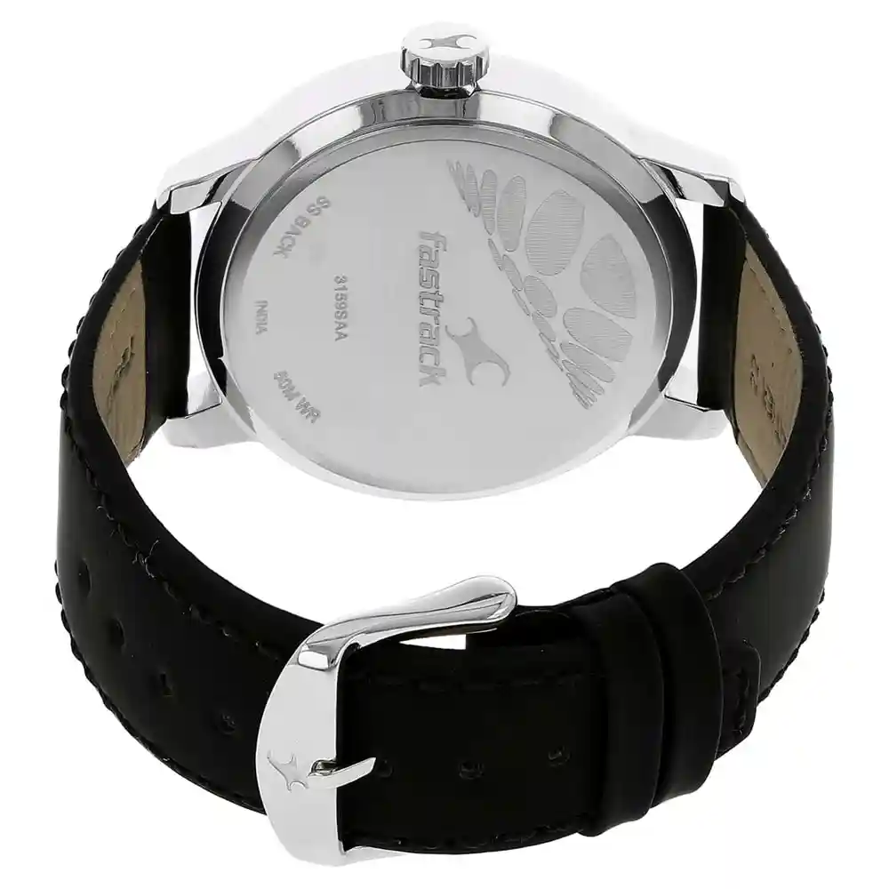 Fastrack Motorheads Grey Dial Leather Strap Watch 3159SL02