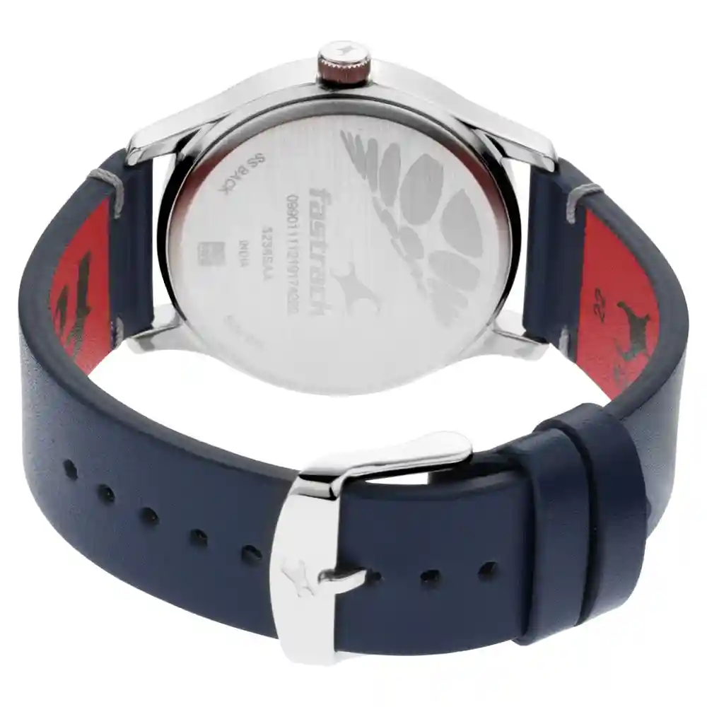 Fastrack Silver Dial Blue Leather Strap Watch 3236SL01