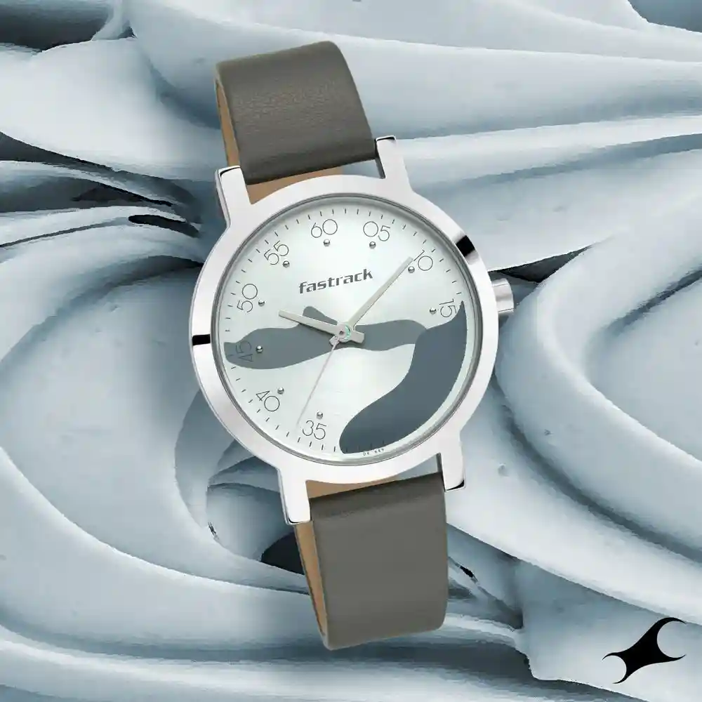 Fastrack Silver Dial Leather Strap Watch 6222SL02