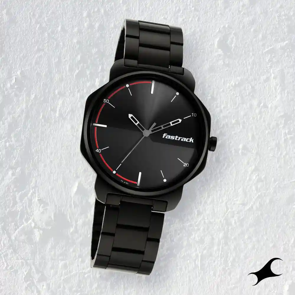 Fastrack Stunner In Black Dial And Metal Strap Watch 3254NM01