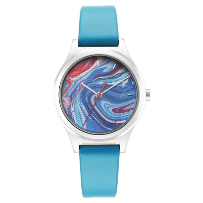Fastrack Stunners Multicolour Dial Blue Leather Strap Watch 6152SL05