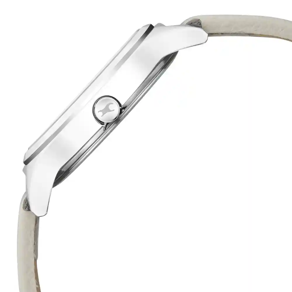 Fastrack Stunners White Dial Grey Leather Strap Watch 6152SL06