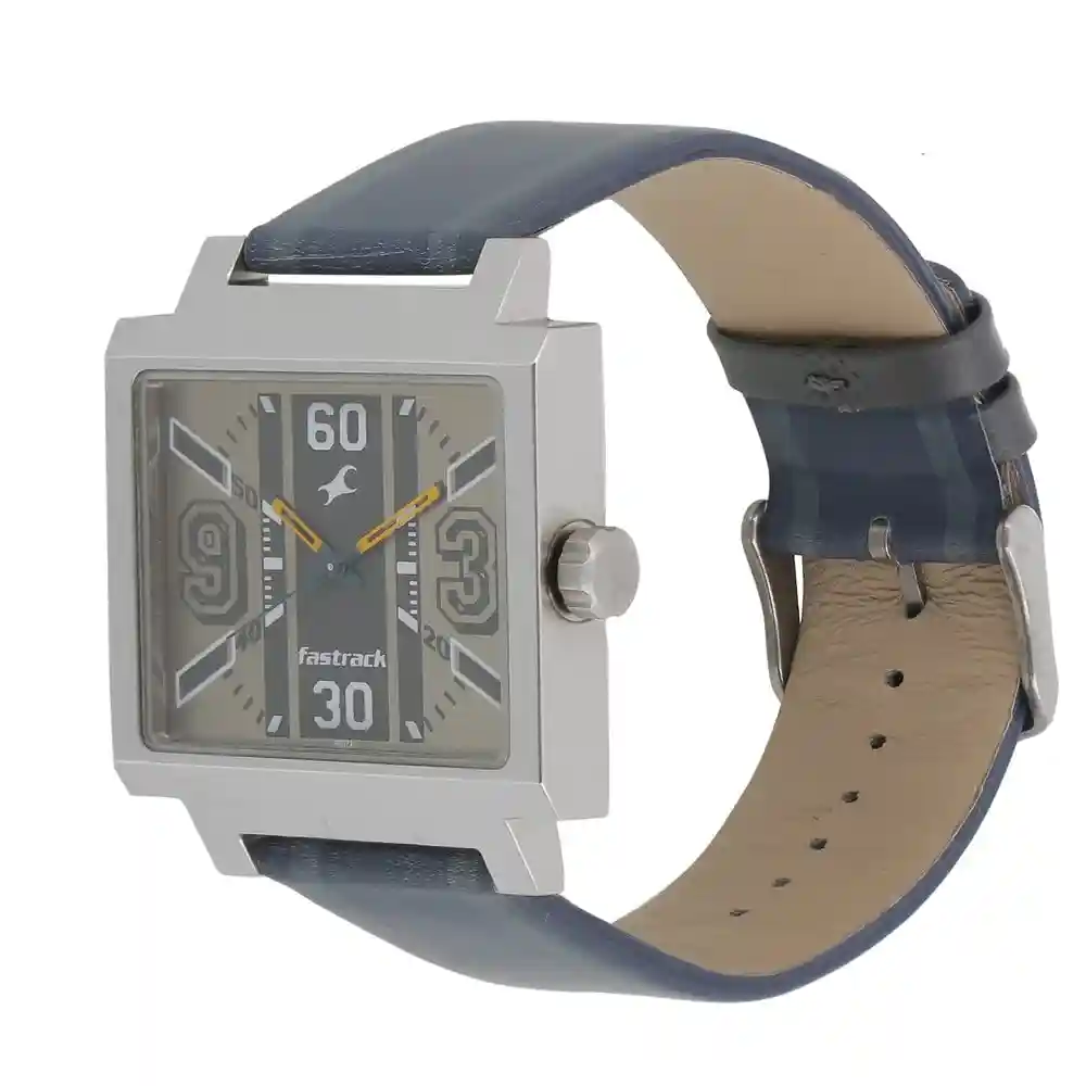 Fastrack Varsity Grey Dial Leather Strap Watch 3180SL01