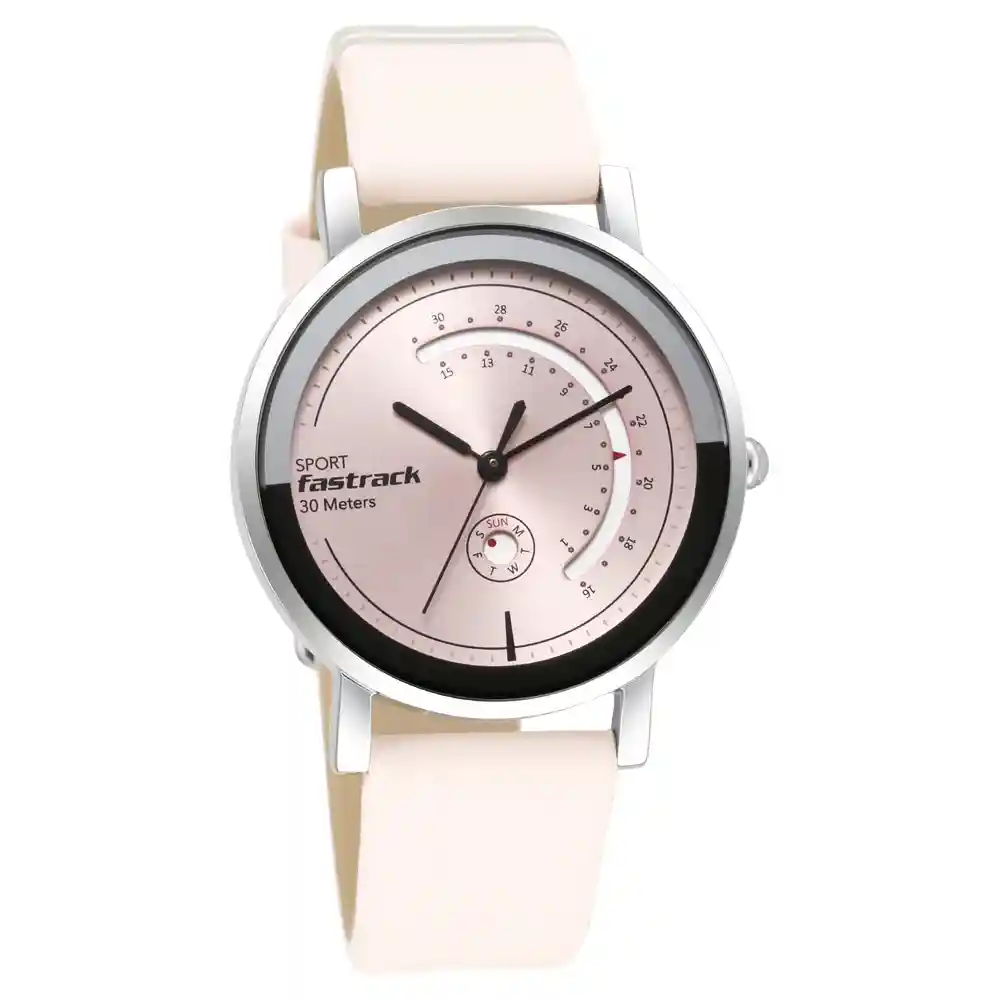 Fastrack Wear Your Look With Pink Dial Leather Watch 6172SL03