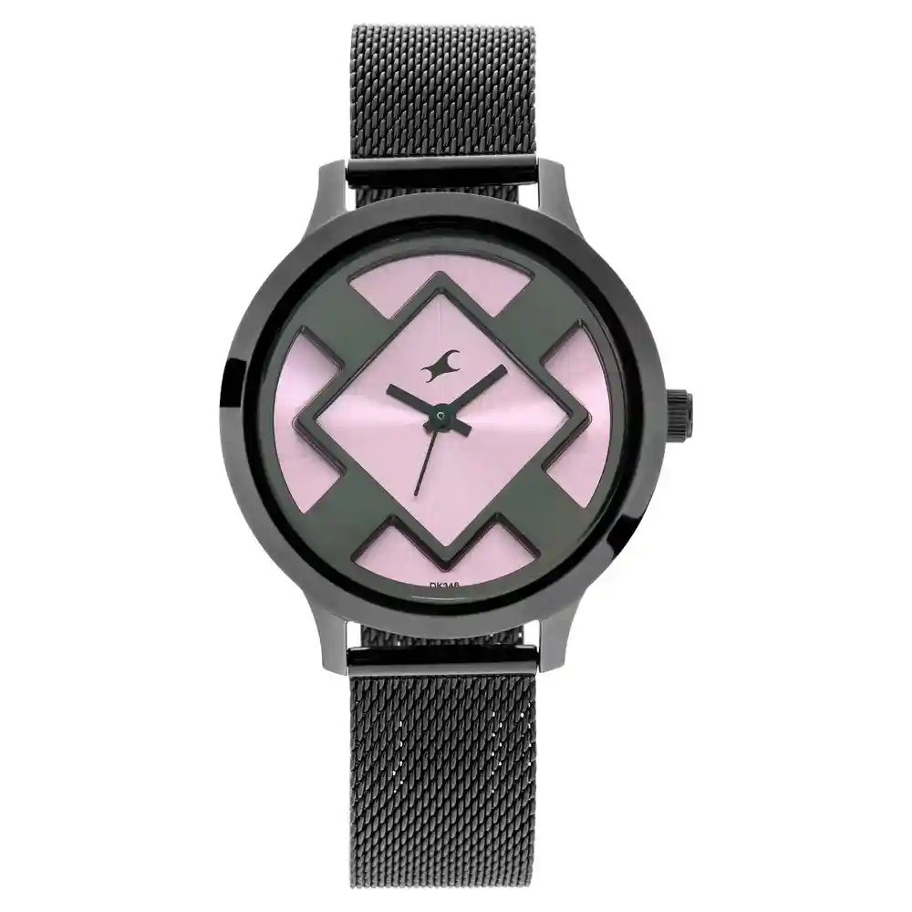 Fastrack X Ananya Panday Fit Outs Pink Dial With Mesh Metal Strap 6210NM02