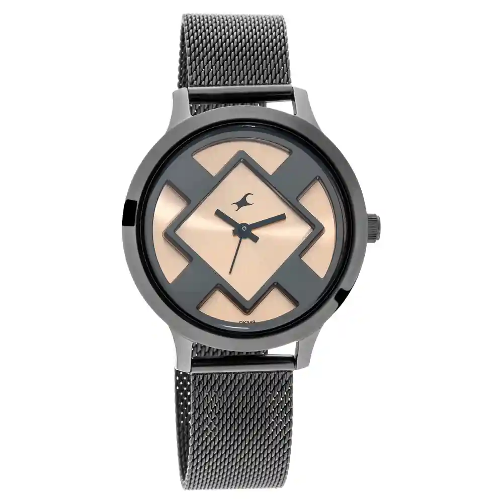 Fastrack X Ananya Panday Fit Outs Rosegold Dial And Mesh Metal Strap 6210NM01