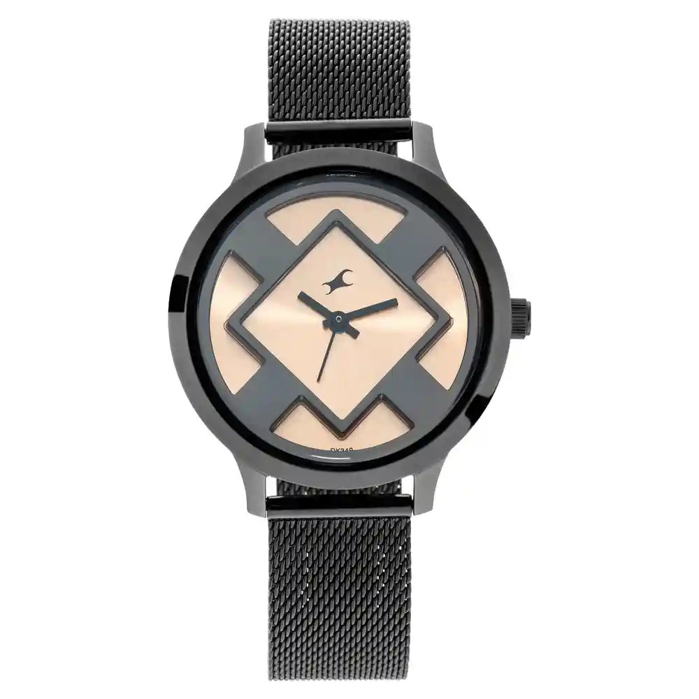 Fastrack X Ananya Panday Fit Outs Rosegold Dial And Mesh Metal Strap 6210NM01