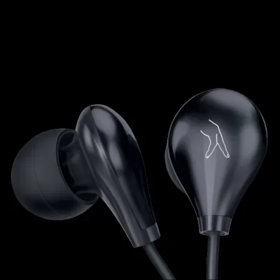 Fingers Droplets Wired Earphones With Angular Earbuds And Mic Piano Black
