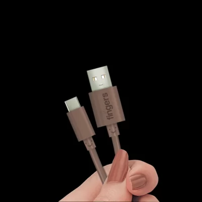 Fingers Fmc-Typec-01 Mobile Cables With Fast Charging up to 3.0 A And Data Transfer Caramel Brown