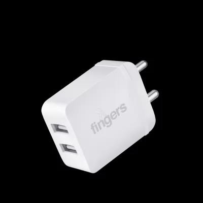 Fingers Pa-Dual USB Power Adapters With Cable And Two USB Ports Matte White