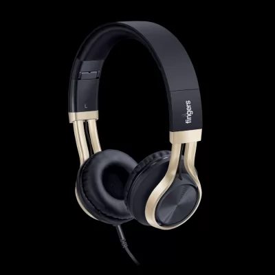 Fingers Showstopper H5 Wired Headsets With Mic And Deep Bass Black And Soft Gold