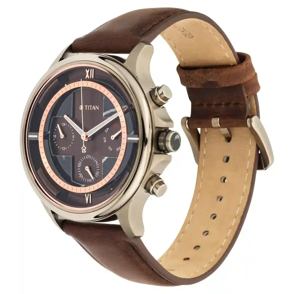 Buy Titan Men Stainless Steel Analog Brown Dial Watch-1848Km05, Band  Color-Metallic at Amazon.in