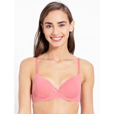 Buy Jockey 1245 Seamless Underwired Padded T-Shirt Bra With Detachable  Straps Peach Blossom 36B Online at Low Prices in India at
