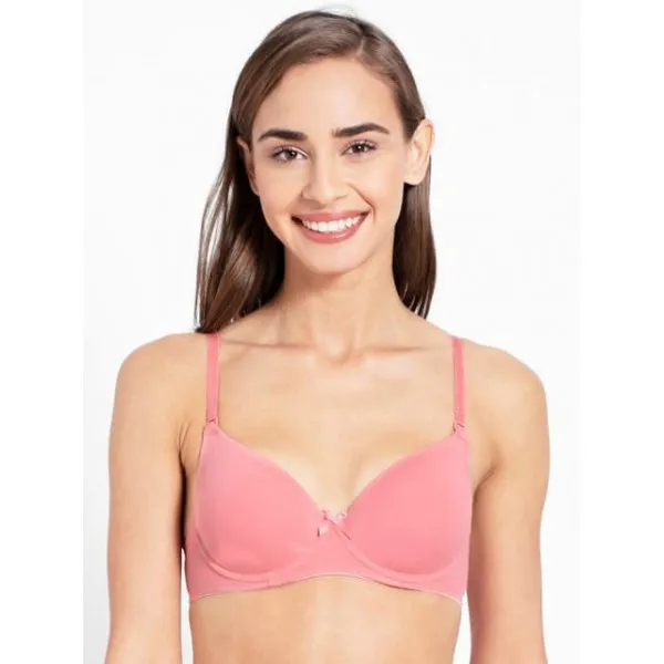 Buy Jockey 1245 Seamless Underwired Padded T-Shirt Bra With Detachable  Straps Peach Blossom 38B Online at Low Prices in India at