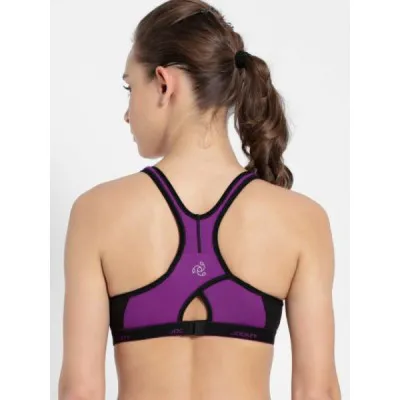 Buy Jockey 1381 Low Impact Non-Padded Racerback Active Bra Purple Glory And  Black XL Online at Low Prices in India at
