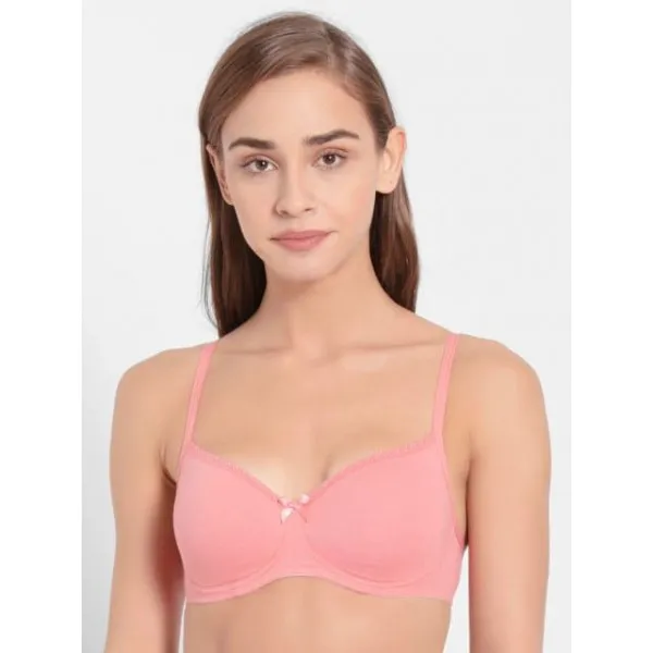 Buy Jockey 1723 Medium Coverage Wirefree Padded T-Shirt Bra With Adjustable  Straps Peach Blossom 32B Online at Low Prices in India at