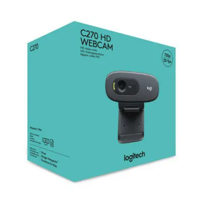 Logitech C270 HD Webcam With 1.5 Cable Black