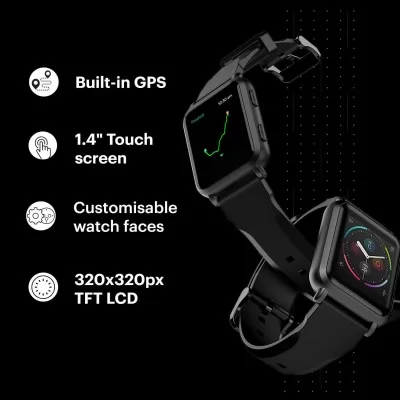 Noise ColorFit NAV Smart Watch with Built-in GPS and High Resolution Display Stealth Black
