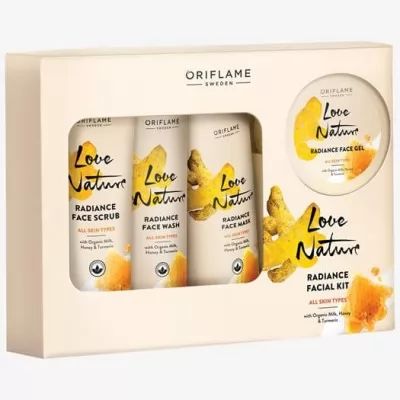 Oriflame Love Nature Radiance Facial Kit With Organic Milk Honey And Turmeric 42049