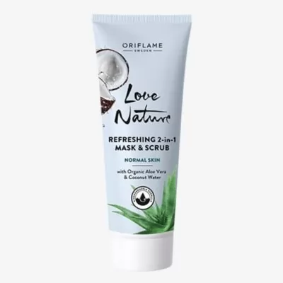 Oriflame Refreshing 2-in-1 Mask And Scrub with Organic Aloe Vera And Coconut Water 34822 75ml