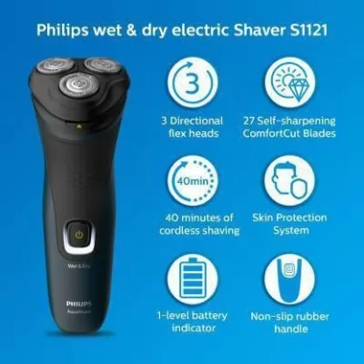 Philips AquaTouch S1223-45 Wet and Dry Electric Shaver For Men Black