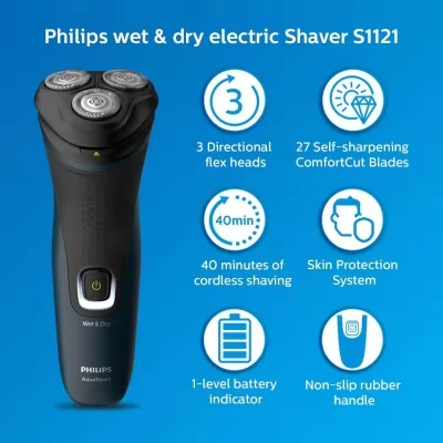 Philips S1121-45 Wet And Dry Electric Mens Shaver