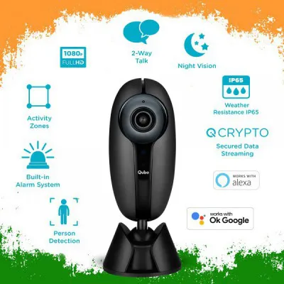 Qubo HCM01 Smart Home Security Wifi Camera With 1080P Full Hd 2Mp Camera Black