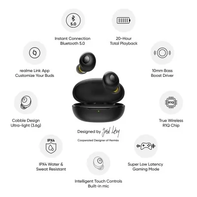 Realme Buds Q in-Ear True Wireless Earbuds Quite Black