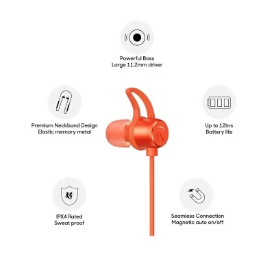 Realme Buds Wireless In-Ear Bluetooth With Mic Orange