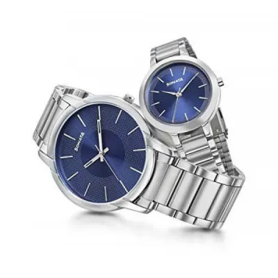 Sonata Analog Blue Dial Couple Watch 770318141SM01