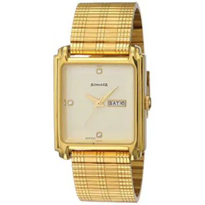 Sonata Analog Gold Dial Mens Watch 7053YM08