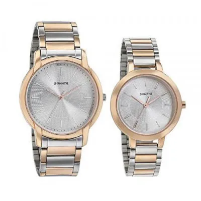 Sonata Analog Silver Dial Couple Watch 770318141KM01