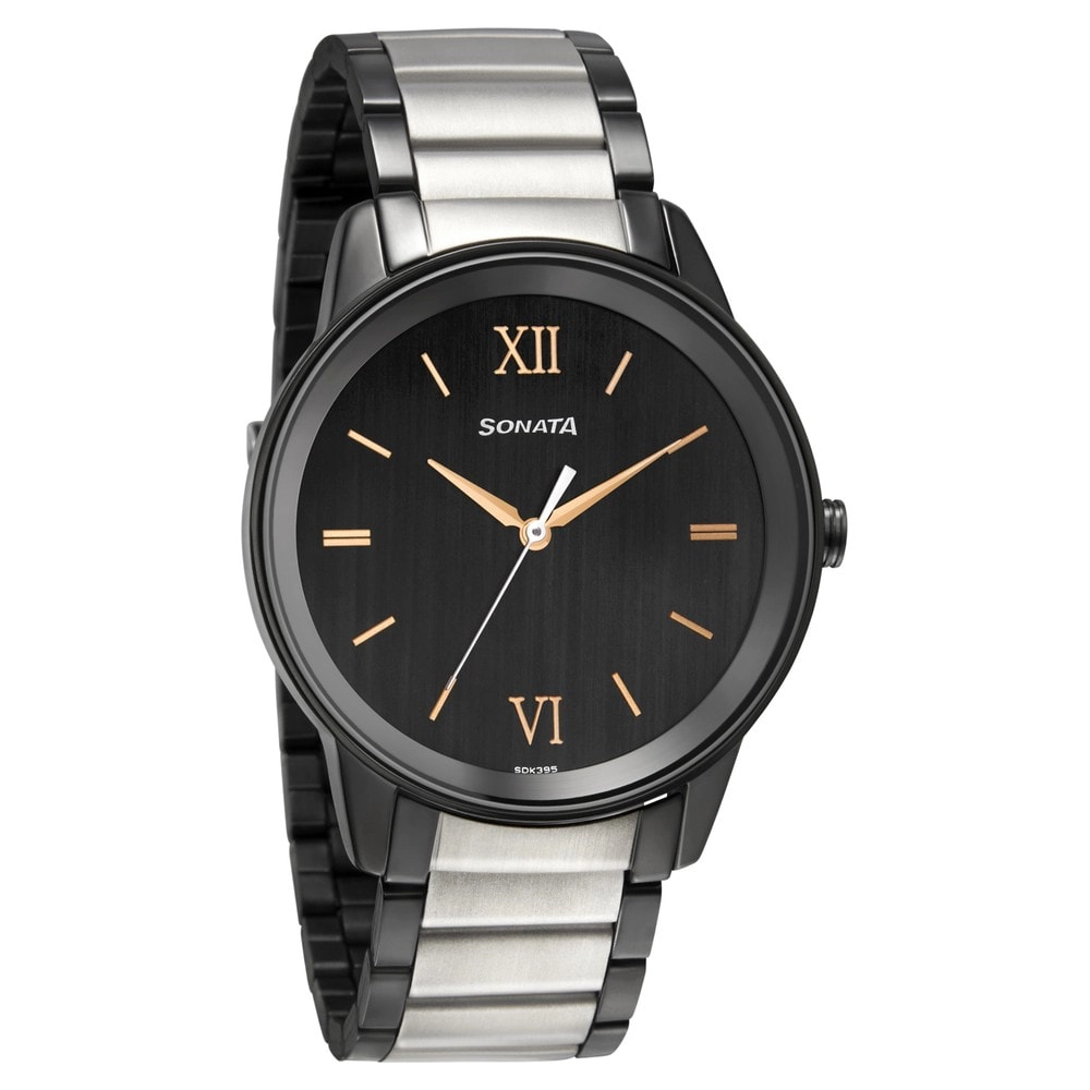 Buy Sonata Black Dial Analog Watch for Men-77105NM04W at Amazon.in