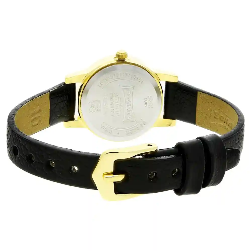 Sonata Black Dial Black Leather Strap Watch 8976YL03W