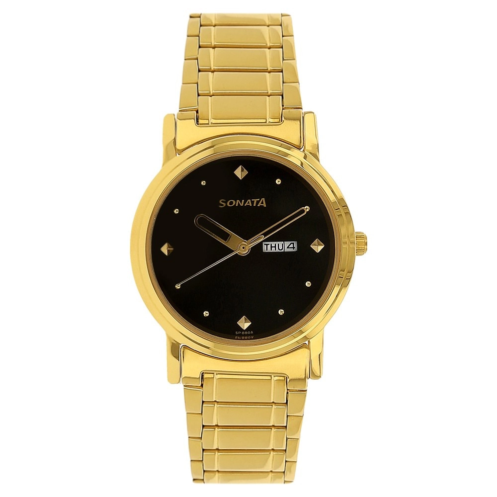 Sonata black dial online men's watch